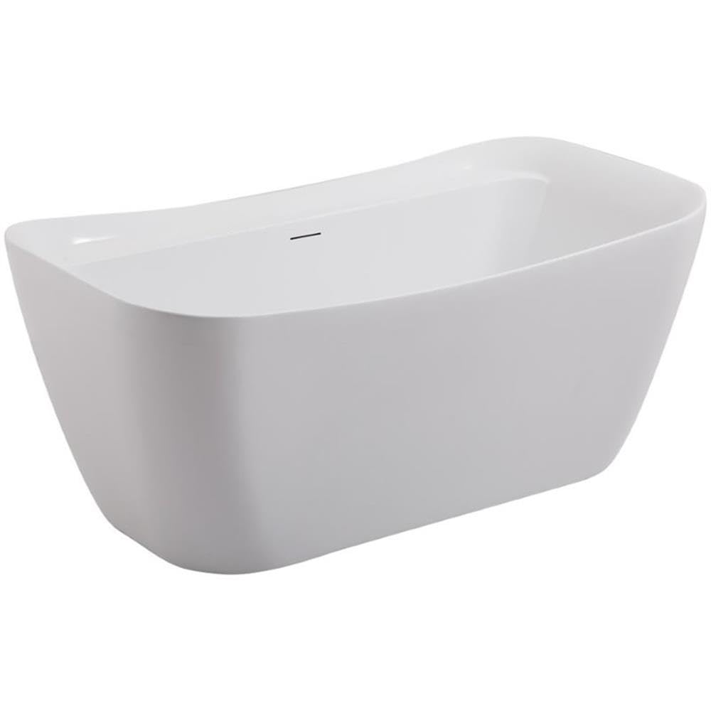 Elegant Decor Indoor Modern 59 Inch Soaking Bathtub In Glossy White - 59X30.7X25
