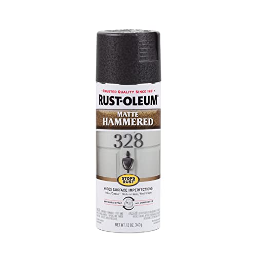 Rust-Oleum 300607 Stops Rust Hammered Spray Paint, 12 Oz, Matte Black