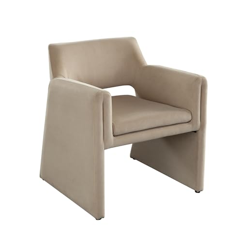 Fena Accent Dining Chair, Light Camel Brown Velvet, Low Back