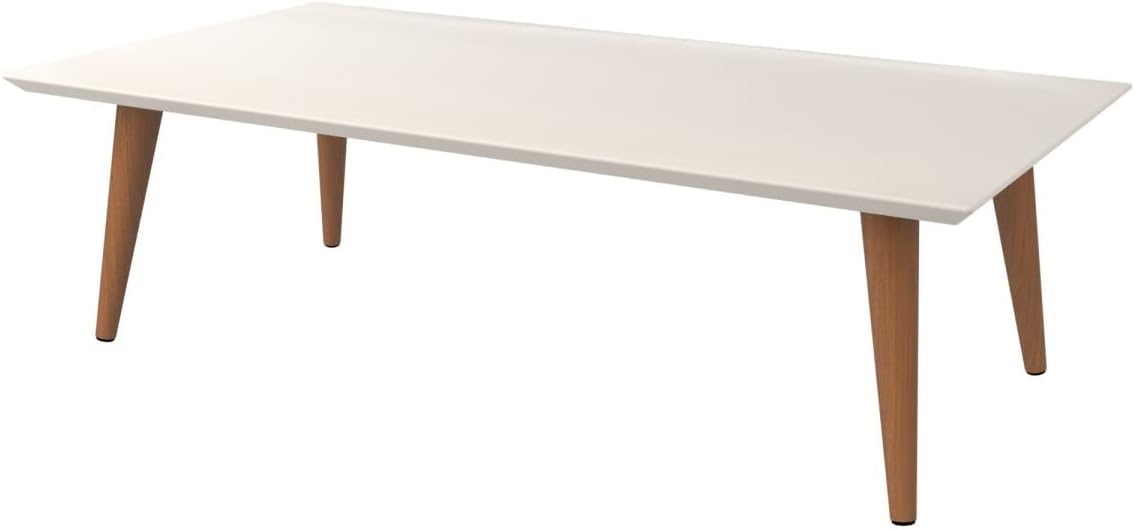 Utopia 11.81 High  Rectangle Coffee Table with Splayed Legs in Off White