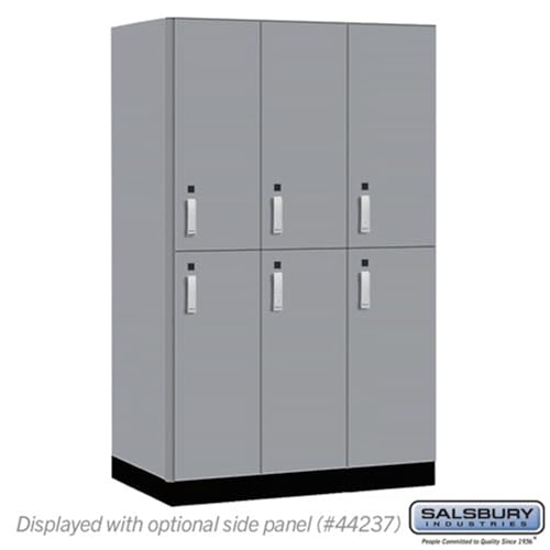 Salsbury 15 Wide Premier Wood Locker-Double Tier-3 Wide-6 Feet High-24” Deep-Winter Fog-Silver Electronic Locks