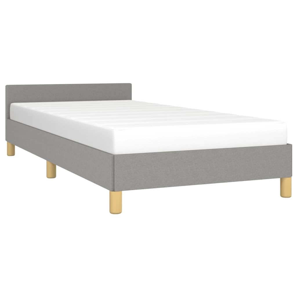 vidaXL Bed Frame with Headboard Light Gray 39.4x79.9??Twin XL Fabric