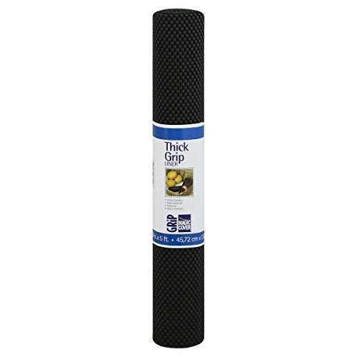 Magic Cover Thick Grip Non-Adhesive Shelf Liner, 18-Inch By 5-Feet, Black
