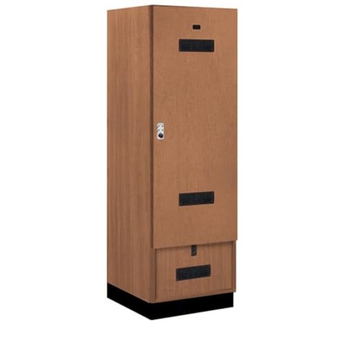 Salsbury 24 Wide Premier Wood Gear Locker - 6 Feet High - 24 Inches Deep - Red Oak - Silver Resettable Locks