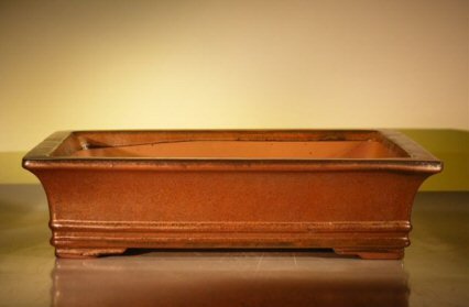 Aztec Orange Ceramic Bonsai Pot - Rectangle<br>17.5x13.5x4.5