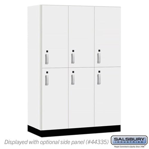 Salsbury 18 Wide Premier Wood Locker-Double Tier-3 Wide-6 Feet High-21” Deep-Arctic White-Silver Electronic Locks