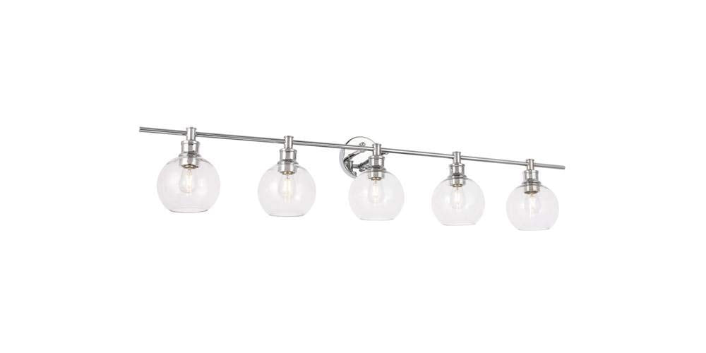 Elegant Lighting Living District Collier 5 Light Chrome And Clear Glass Wall Sconce