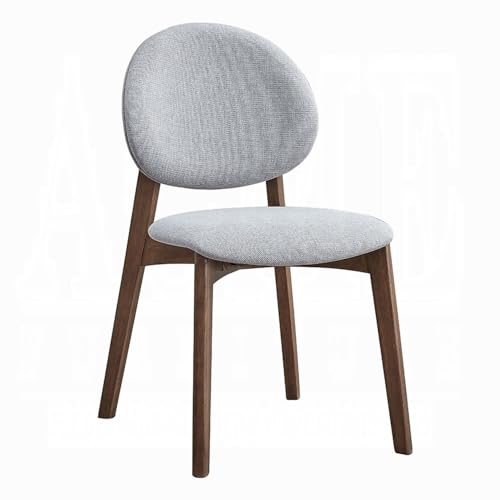 Hamza Side Dining Chair Set of 2, Light Gray Linen, Walnut Brown Wood