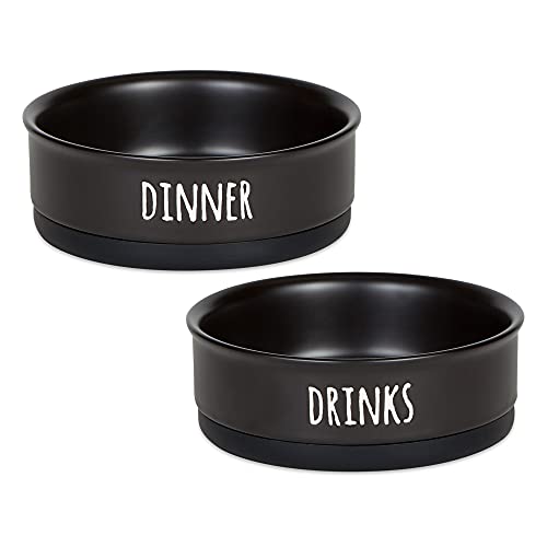 Bone Dry Ceramic Pet Collection Dinner Drinks & Dessert Set Medium 6X2 Count Black 2 Count