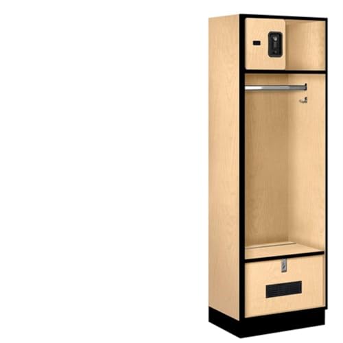 Salsbury 24 Wide Designer Wood Open Access Locker - 6 Feet High - 18 Inches Deep - Maple - Black Resettable Locks