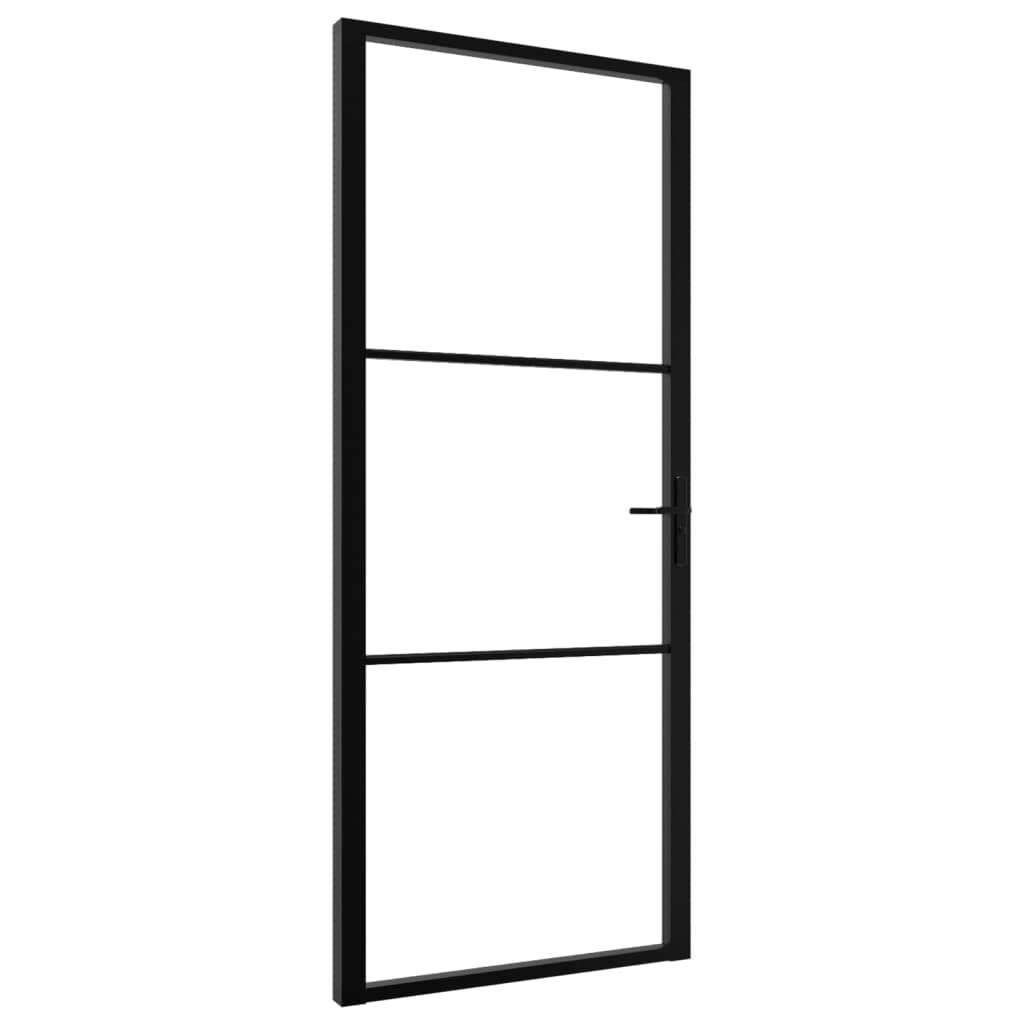 vidaXL Interior Door ESG Glass and Aluminum 36.6x79.3" Black"