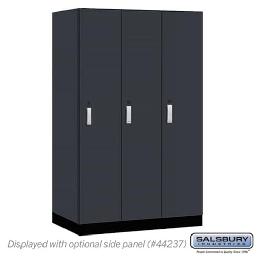 Salsbury 15 Wide Premier Wood Locker-Single Tier-3 Wide-6 Feet High-24” Deep-Carbon Mesh-Silver Electronic Locks