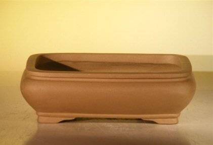 Tan Unglazed Ceramic Bonsai Pot - Rectangle 10 x 7.825 x 3.125
