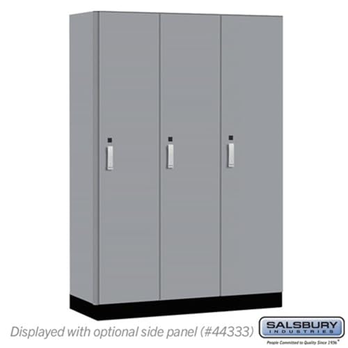 Salsbury 18 Wide Premier Wood Locker-Single Tier-3 Wide-6 Feet High-18” Deep-Winter Fog-Silver Electronic Locks