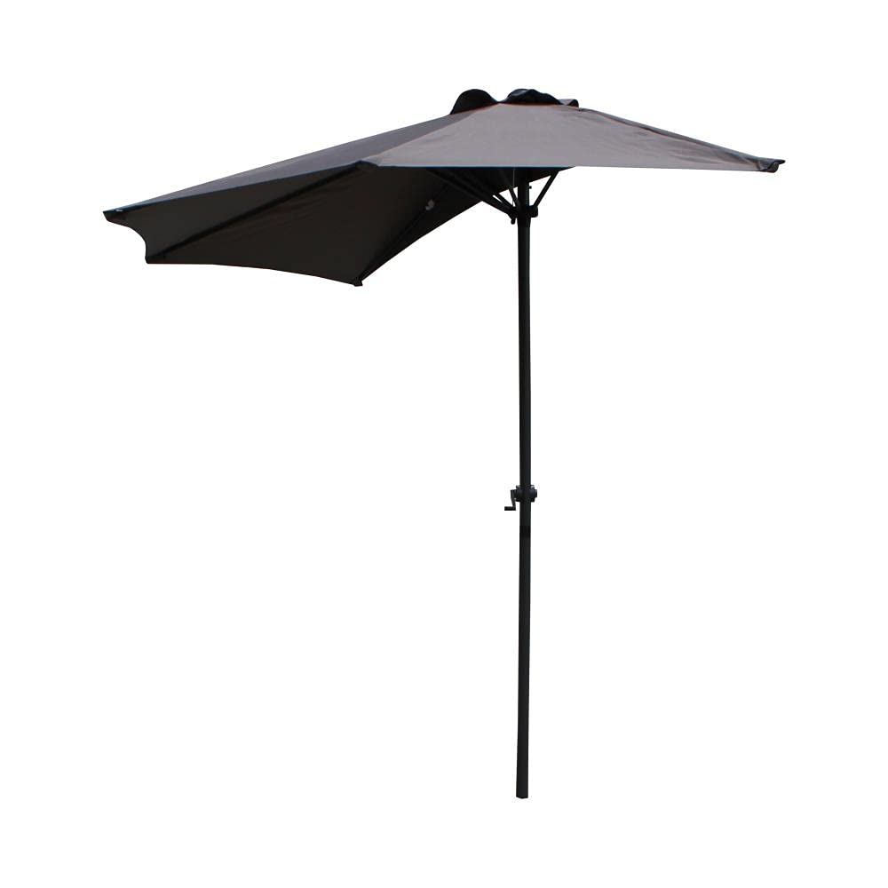 St. Kitts 9-Foot Half Round Vented Patio Wall Umbrella - Grey