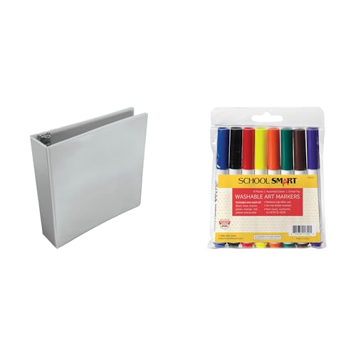 Casafoyer Polypropylene D-Ring View Binder &  Quick Dry Washable Marker Combo Kit for Creative and Organized Projects