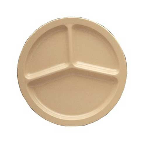 Yanco Ns-702T Nessico 3-Compartment Plate, 10 Diameter, Melamine, Tan Color, Pack Of 24