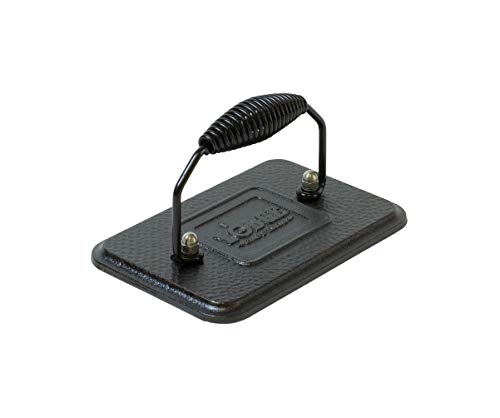 Lodge Pre-Seasoned Cast Iron Grill Press With Cool-Grip Spiral Handle, 4.5 Inch X 6.75 Inch, Black