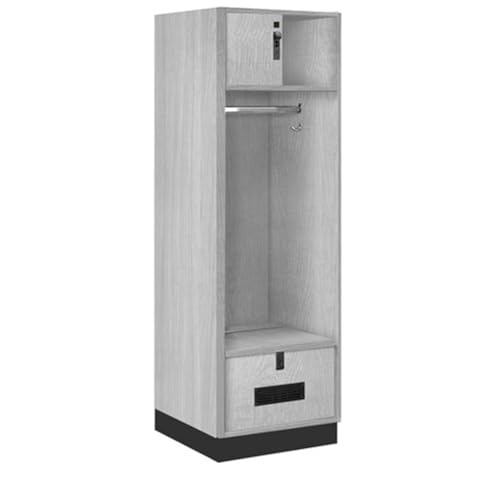 Salsbury 24 Wide Premier Wood Open Access Locker - 6 Feet High - 24 Inches Deep - Silver Teak - Black Hasps