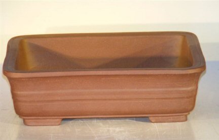 Tan Unglazed Ceramic Bonsai Pot - Rectangle 12 x 9.625 x 3.5