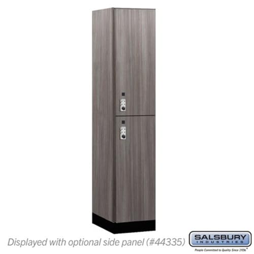 Salsbury 15 Wide Premier Wood Locker-Double Tier-1 Wide-6 Feet High-21” Deep-Skyline Walnut-Silver Resettable Combination Locks