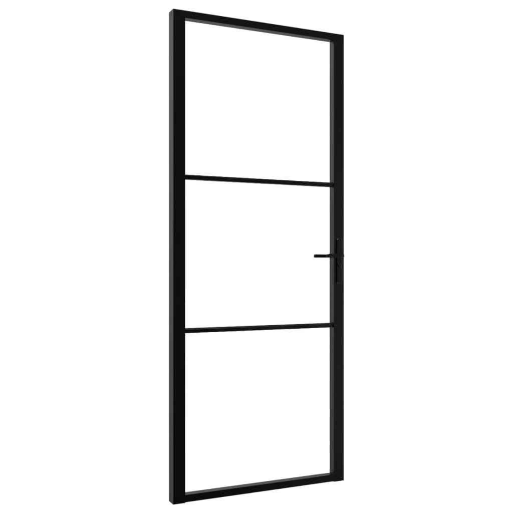 vidaXL Interior Door ESG Glass and Aluminum 32.7x79.3" Black"