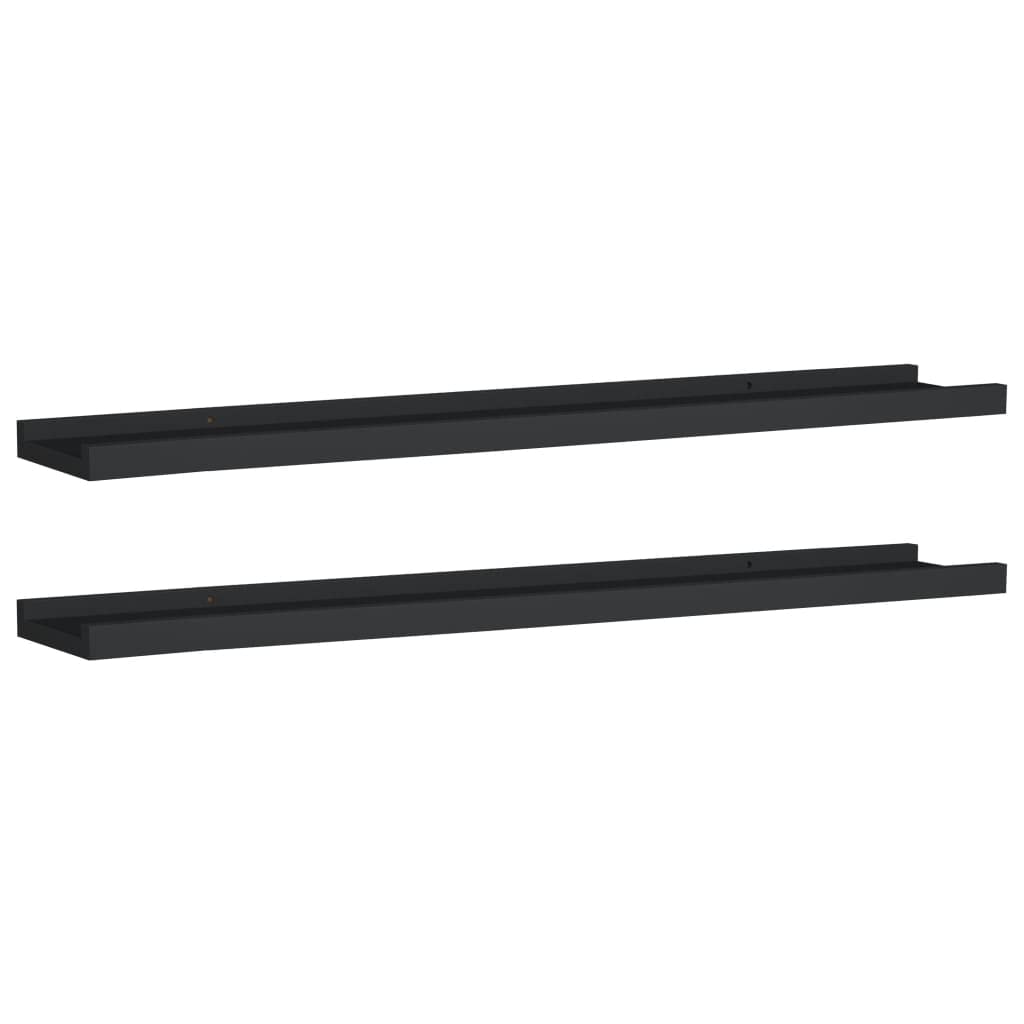 vidaXL Picture Frame Ledge Shelves 2 pcs Black 31.5x3.5??1.2??MDF