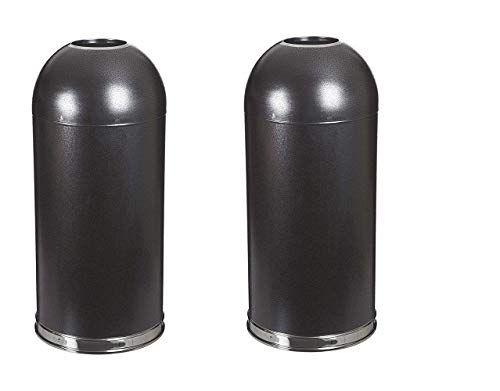 Witt Industries Steel 20-Gallon Standard Open Top Waste Receptacle with Galvanized Liner, Round, Black (Pack of 2)