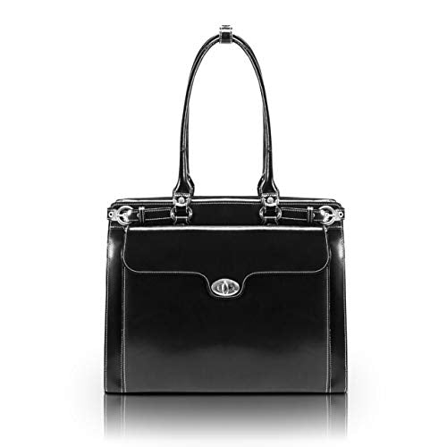 Mcklein, W Series, Winnetka, Top Grain Cowhide Leather, 15 Leather Ladies Laptop Briefcase, Black (94835)