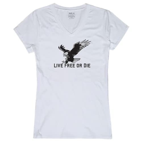 Graphic V-Neck, Live Free, White, XL