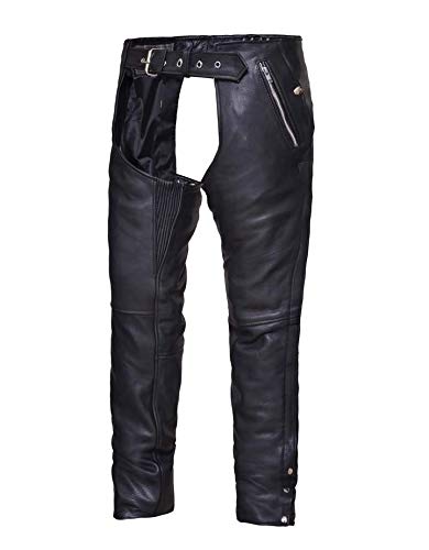 COWHIDE Unisex 4-Pocket Chaps ,Black ,2XL