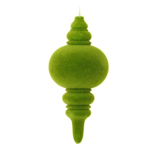 Casafoyer  10” Moss Green Flocked Finial Orn 3/Bag - M182464 - (Pack Of 2)