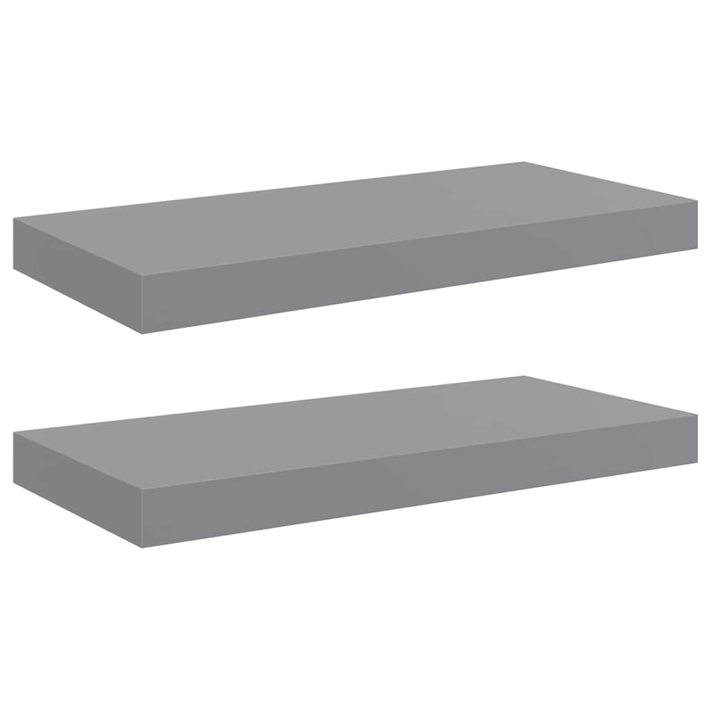 vidaXL Floating Wall Shelves 2 pcs Gray 19.7x9.1"x1.5" MDF"