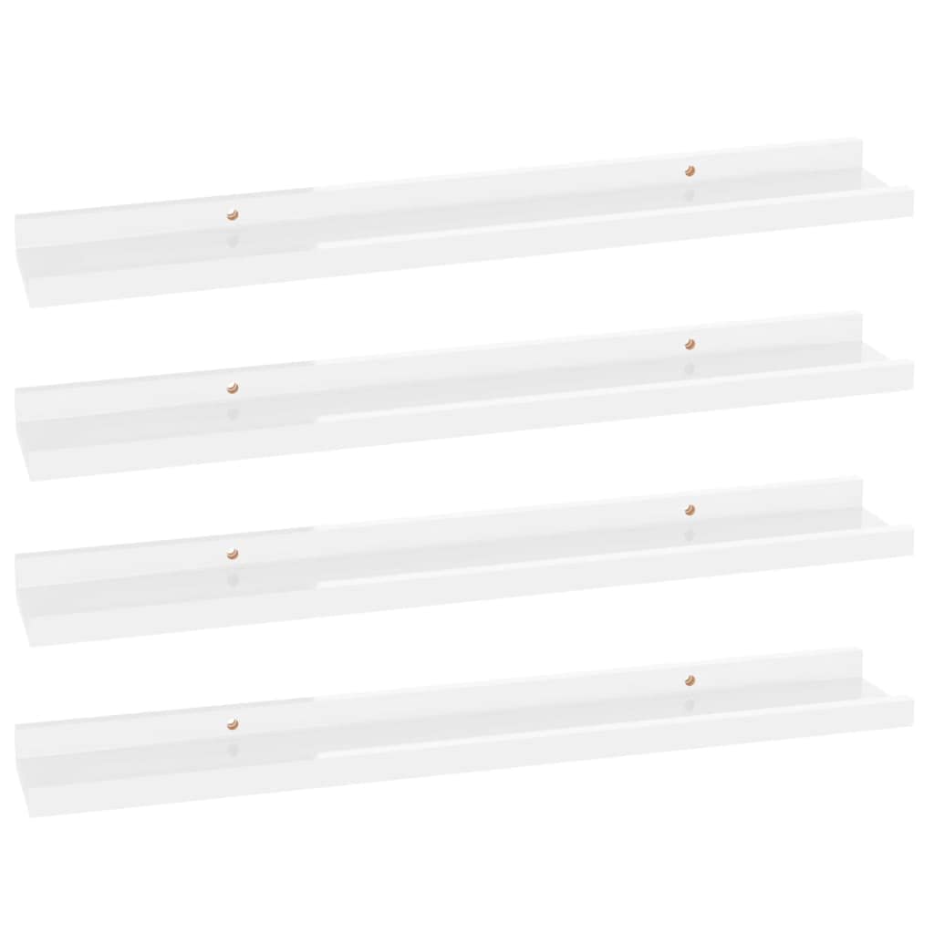 vidaXL Wall Shelves 4 pcs High Gloss White 23.6x3.5"x1.2"