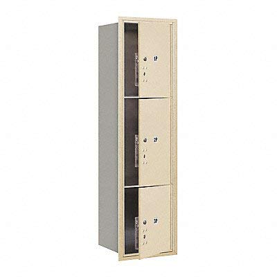 Maximum Height Recessed Mounted 4C Horizontal Parcel Locker with 3 Parcel Lockers in Sandstone with Private Access - Front Loading