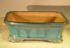 Green/Blue Ceramic Bonsai Pot - Rectangle<br>7.0 x 5.5 x 2.375