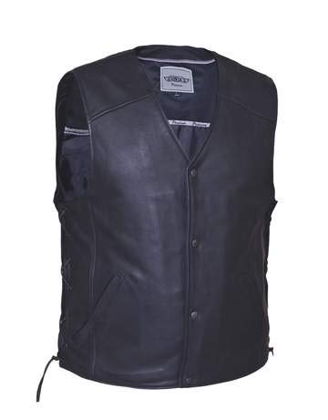 Mens Ultra Leather Vest ,BLK ,2XL