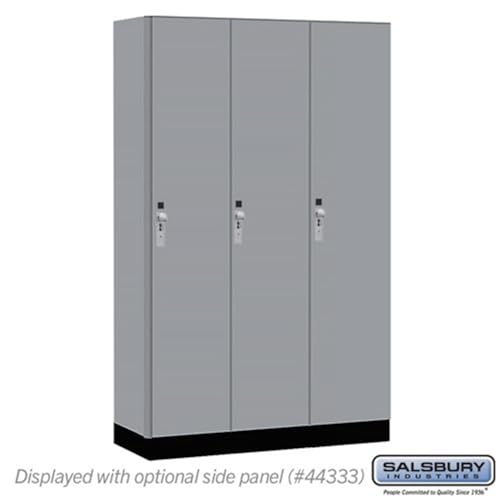 Salsbury 15 Wide Premier Wood Locker-Single Tier-3 Wide-6 Feet High-18” Deep-Winter Fog-Silver Hasps