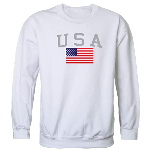 Graphic Crewneck, USA & Flag, White, 2X