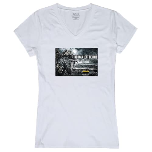Graphic V-Neck, No Men Left, White, 2X