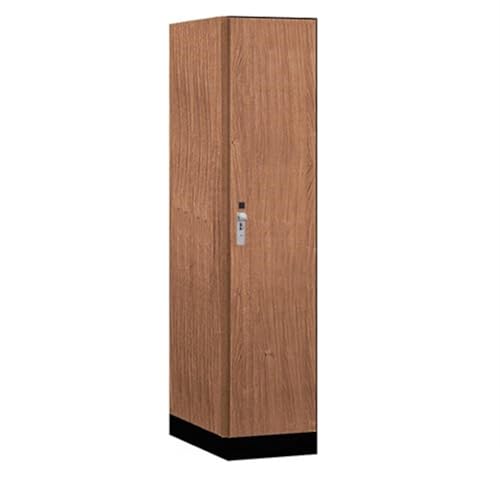 Salsbury 18 Wide Premier Wood Locker-Single Tier-1 Wide-6 Feet High-24” Deep-Red Oak-Silver Hasps