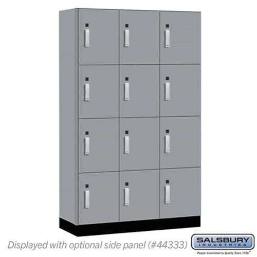 Salsbury 15 Wide Premier Wood Locker-Four Tier-3 Wide-6 Feet High-18” Deep-Winter Fog-Silver Electronic Locks