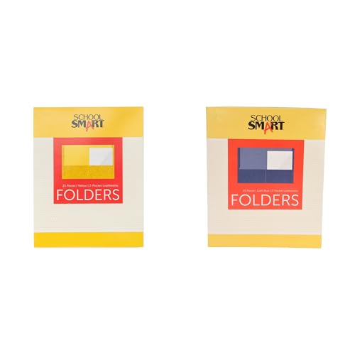 Casafoyer Extra-Large Yellow and Dark Blue 2-Pocket Folders Combo Kit - Organize Documents for School, Office, or Home