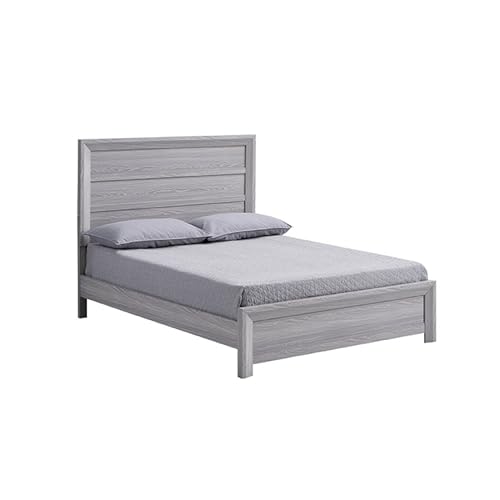 Laide Twin Bed with Channel Tufted Upholstered Headboard, Driftwood Gray