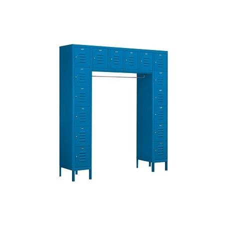 12 Wide Six Tier Box Style Bridge Standard Metal Locker - 16 Box - 18 Inches Deep - Blue - Assembled
