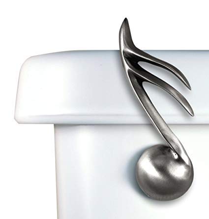 Musical Note Toilet Flush Handle Front Mount in Satin Pewter