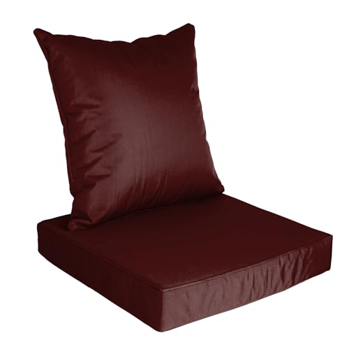 Outdoor Seat Cushion Set Waterproof Patio Furniture Cushion and Back Pillow Fade Resistant Deep SeatSet Chair Pad with Removable Cover for Chair Sofa