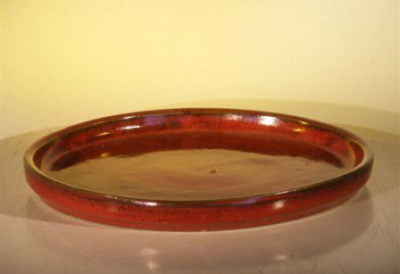 Parisian Red Ceramic Humidity/Drip Bonsai Tray - Round<br><i>10.0 x 1.25 OD / 9.5 x 1.0 ID</i>