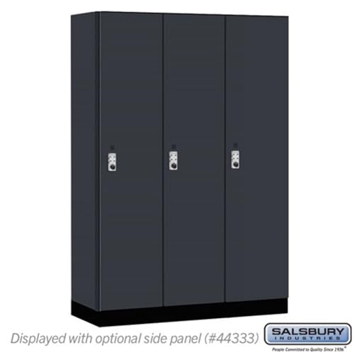 Salsbury 18 Wide Premier Wood Locker-Single Tier-3 Wide-6 Feet High-18” Deep-Carbon Mesh-Silver Resettable Combination Locks