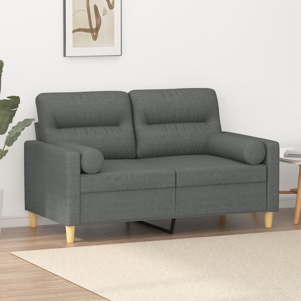 Vidaxl 2-Seater Sofa With Throw Pillows Dark Gray 47.2' Fabric